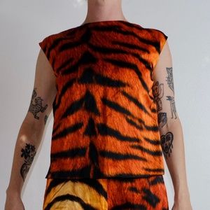 Dries Van Noten Sleeveless Tiger-Print Tie-Back Top